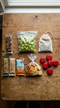 4 Snack-Packing Tips for Long Flights 2 Healthy snacks prepared for packing for a long flight