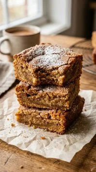 Deliciously soft cinnamon sugar blondies garnished with cinnamon and sugar