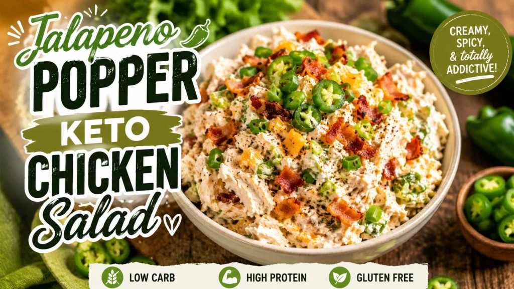 Delicious Jalapeno Popper Keto Chicken Salad served in a bowl