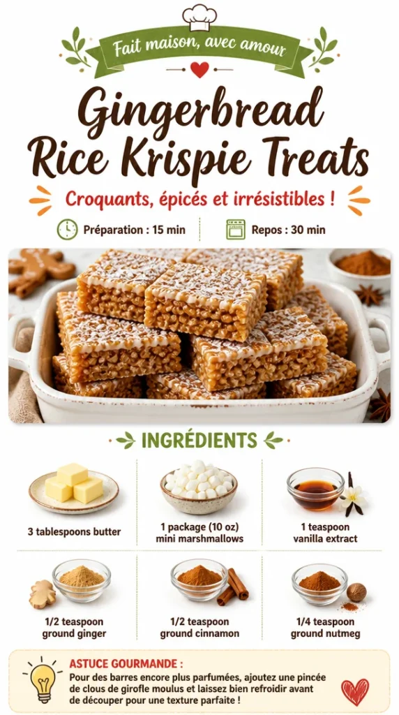 Festive Gingerbread Rice Krispie Treats decorated with icing and sprinkles.