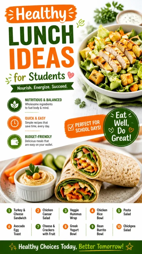 A colorful assortment of healthy lunch ideas on a plate.
