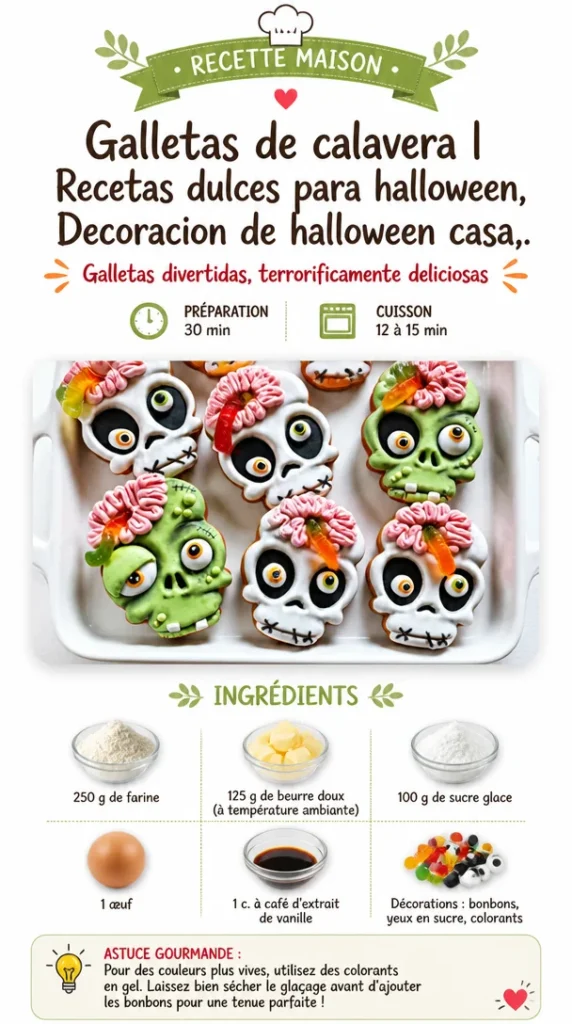 Decorative Skull Cookies for Halloween with icing details