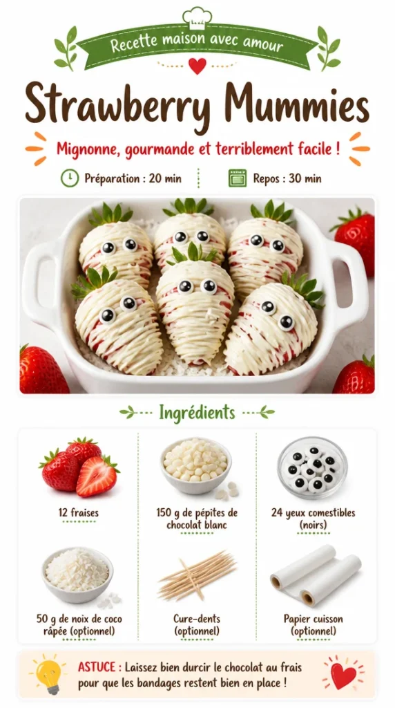 Deliciously spooky Strawberry Mummies for Halloween treats